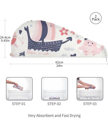 Pirate Ship1 Hair Towel 2 Pack - Super Absorbent Quick Dry Hair Turbans for Women & Girls - Buy Online on GoSupps.com