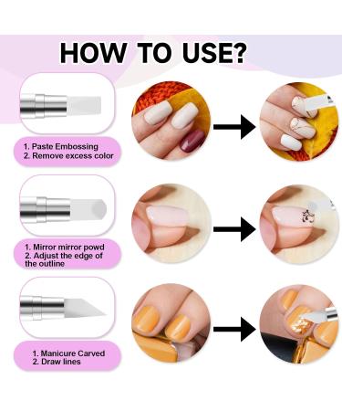 5 Pcs Dual Tipped Silicone Nail Tools - Acrylic Handle Nail Art Brushes for Home & Salon - Buy Online on GoSupps.com