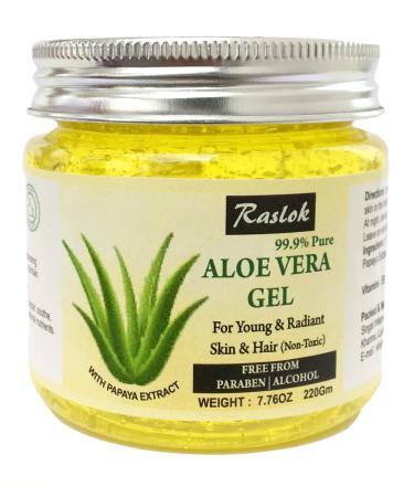 Raslok Aloe Vera Gel Pure Natural Organic Aloe Gel For Moisturizing Face Skin & Hair Care (Papaya  7.76 OZ) Papaya 7.76 Ounce