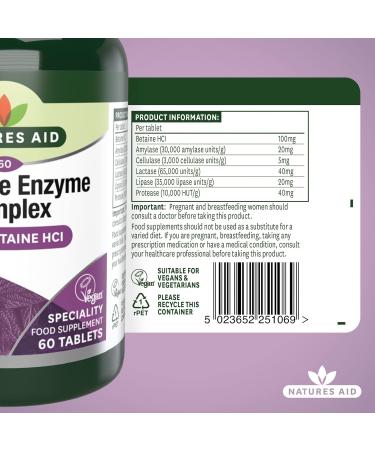 Natures Aid Vegan Digestive Enzyme Complex with Betaine HCl 60 Tablets - Buy Online on GoSupps.com
