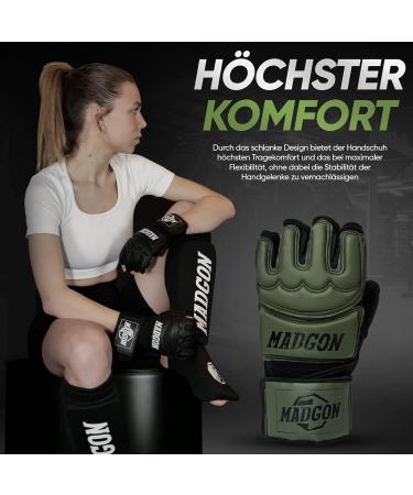 Madgon MMA Gloves - Professional Quality Boxing & Training Gloves for Grappling | Olive/Black - Buy Online on GoSupps.com