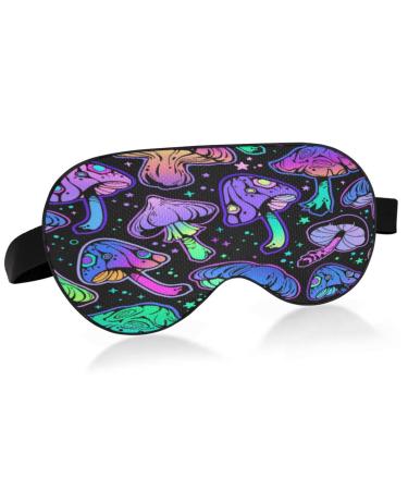 Bright Magic Mushrooms Eye Mask for Sleep Light Blocking Funny Sleeping Mask with Adjustable Strap Soft Lightweight Eye Cover Blindfold for Men Women Work Travel Naps