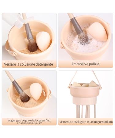 MSQ 3-in-1 Makeup Brush Cleaner & Silicone Holder - Clean & Dry Brushes & Sponges (Purple/Orange) | International Shipping - Buy Online on GoSupps.com