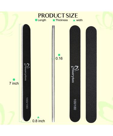 Maryton 100/180 Grit Nail File for Acrylic Nails Poly Gel - 12 PCS Double Sided Emery Boards for Salon & Home Manicure - Washable Professional Nail Care Tool (Black) - Buy Online on GoSupps.com
