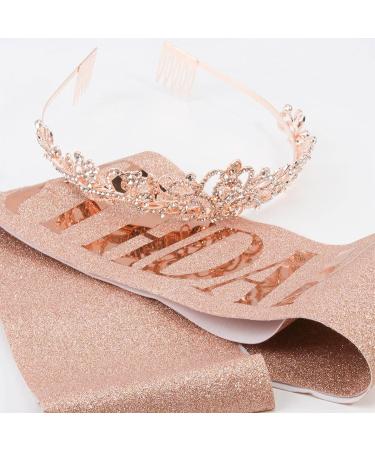 Birthday Girl Sash & Rhinestone Tiara Set - Rose Gold Birthday Decoration Kit - Buy Online on GoSupps.com