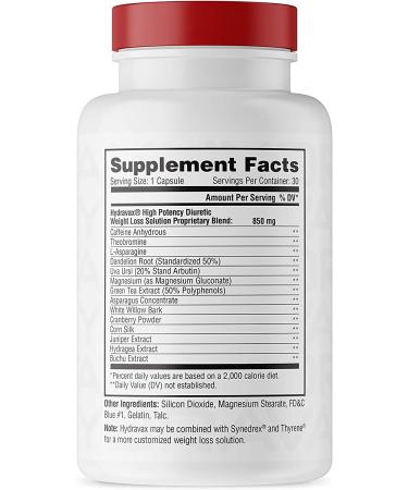 Metabolic Nutrition Hydravax - Natural Diuretic Water Pills with Dandelion & Green Tea Extract - 30 Capsules - Buy Online on GoSupps.com