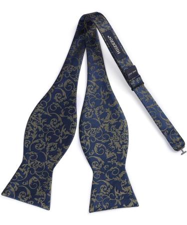 HISDERN Men's Wide Suspenders Set - Adjustable Elastic Bow Tie & Pocket Square | Stylish Blue Designs | International Shipping - Buy Online on GoSupps.com