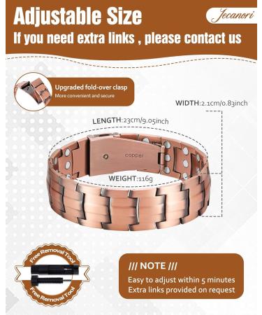 Jecanori Copper Magnetic Bracelets with 57 Strong Magnets (3500 Gauss) - Pack of 3 for Health & Wellness | International Shipping - Buy Online on GoSupps.com