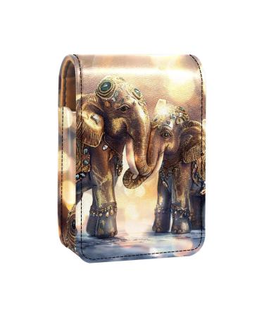 Travel Lipstick Organizer Case Lipstick Case Portable Makeup Bag With Mirror Ethnic Style Indian Elephant O964b6dyaq