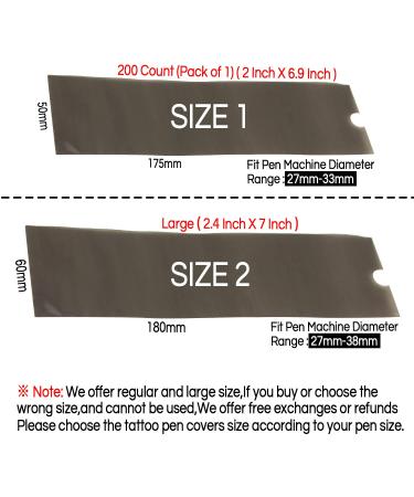 Denergy 200pcs Large Tattoo Pen Machine Covers - Disposable Cartridge Sleeves for Tattoo Grip - Tattoo Pen Sleeve Bags - Buy Online on GoSupps.com