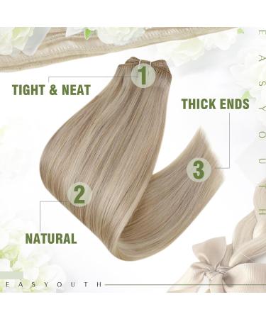 Easyouth Blonde Highlight Double Weft Human Hair Extensions - Ash Blonde Remy 20 Inch 100g - Buy Online on GoSupps.com