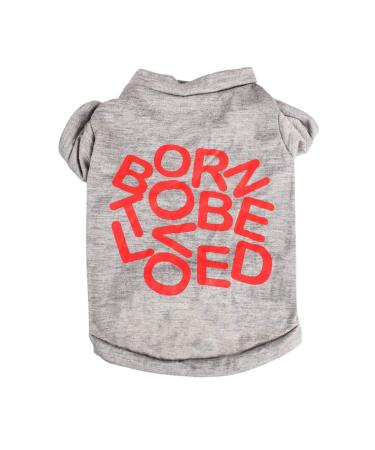 sourcing map Dog T Shirt Printed Dog Christmas Shirt Puppy Clothes Sweatshirt Soft Cotton Short Sleeve Dog Shirt Pet Clothing Apparel Gray Red M M Gray Red