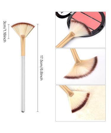 Rocutus 12pcs Professional Fan Makeup Brush Set - Gold | For Face Powder, Foundation, Highlighter, Contour | Women's Blending Brushes - Buy Online on GoSupps.com