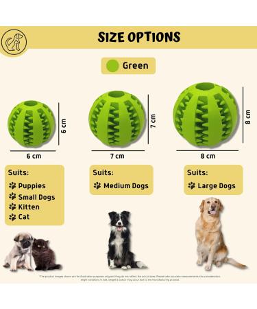 Pawsonly Feeding Ball for Dogs | Interactive Dog Toy for All Sizes | Dental Care Puppy Toy - Medium 7 cm Green - Buy Online on GoSupps.com