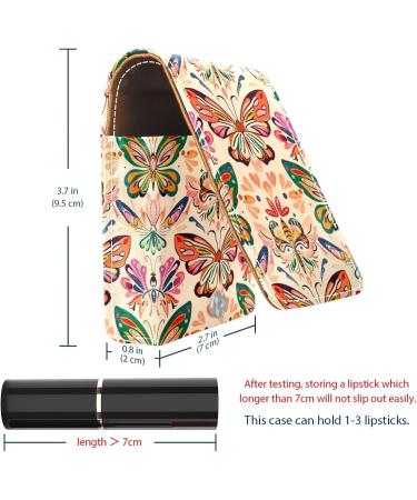 Shop Stylish Leather Lipstick Case with Mirror - Mini Organizer for Lip Gloss & Lipstick | Colorful Butterfly Print S273f6zfny - International Shipping Available - Buy Online on GoSupps.com