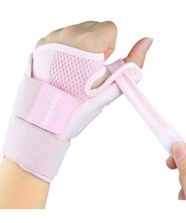 Trigger Thumb Splint for Left Right Hand Thumb Spica Support Brace Wrist Stabilizer for Pain Carpal Tunnel Sprains Arthritis Tendonitis Tenosynovitis with Adjustable Strap for Men Women (Pink) One Size (Pack of 1) Pink