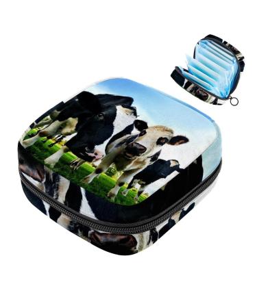 Sanitary Napkin Storage Bag Menstrual Cup Pouch Girls Travel Large Capacit Makeup Sanitary Pads Organizer Cows Green Field Multi-colored 4