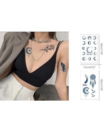 Semi Permanent Tattoo 8 Sheet Set - Waterproof, Small, Cute, Realistic Design for Men and Women - Long Lasting Temporary Tattoos Sticker - Buy Online on GoSupps.com