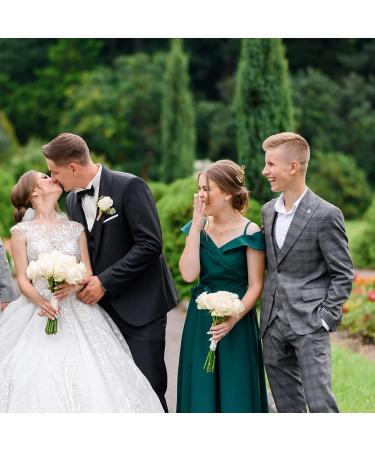 Loanzeg Satin Bridesmaid Scrunchies Set - 6 Pack Bachelorette Hair Ties for Wedding Party Favors - Bridal Shower Gift in White and Sage Green - Buy Online on GoSupps.com