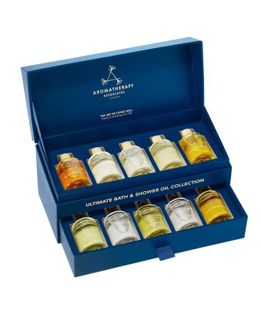 Aromatherapy Associates Ultimate Wellbeing Bath & Shower Oil. Selection of 10 Premium Bath and Shower Oils (0.3 fl oz Each) in a Decorative Gift Box