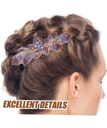 Ipetboom Rhinestone Hair Clip Metal Hair Clips for Women Wedding Hair Accessories Tiara Hair Barrettes for Women Thick Hair Spring Clip Purple Bride Rhinestones Temperament - Buy Online on GoSupps.com
