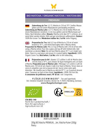 200g Bio Matcha Premium - 100% Pure Matcha Tea Powder Stone-Milled for Authentic Flavor | Additive Free - Buy Online on GoSupps.com