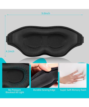 Gernaf 3D Contoured Cup Eye Mask for Sleeping with Carry Pouch and Earplugs - Lightweight Breathable Blindfold for Men and Women - Perfect for Travel and Better Sleep - Adjustable Black - Buy Online on GoSupps.com