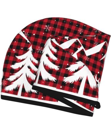 Quick-Drying Hair Towel Wrap Turban - Christmas Buffalo Plaid | Ideal Hair Drying Solution - Buy Online on GoSupps.com