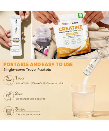 Creatine Monohydrate Micronized Powder - 10 Single-Serve Travel Packs 5g - Clean Unflavored Creatine for Men & Women to Muscle Growth Vegan Gluten-Free no Sugar 1.76 Ounce (Pack of 1) - Buy Online on GoSupps.com
