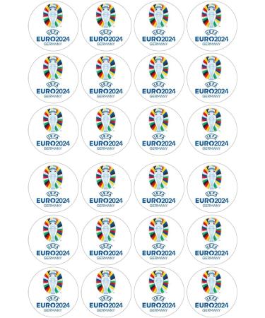 24 x Football 2024 - Europe 4.4cm Disc Cupcake Toppers (NOT PRE Cut) - Buy Online on GoSupps.com