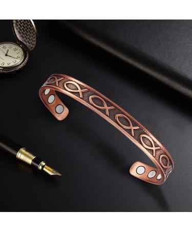 Shop Vintage Copper Bracelets for Women - Adjustable Fish Pattern Magnetic Jewelry - Buy Online on GoSupps.com