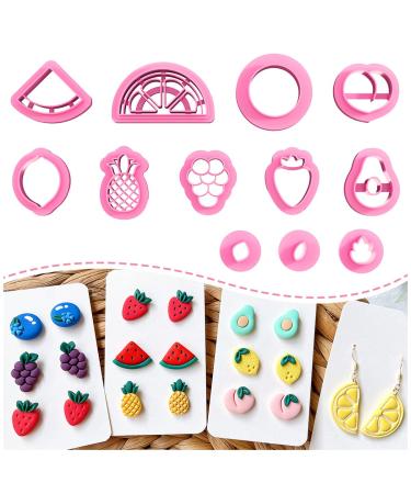 KEOKER Clay Cutters for Polymer Clay Jewelry  Fruit Polymer Clay Cutters for Earrings Jewelry Making  12 Shapes Fruit Plant Clay Earrings Cutters  Clay Cutters