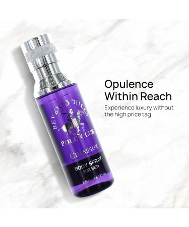 Beverly Hills Polo Club Body Spray for Men - BHPC Champion - Notes of Vanilla Lily Oakmoss & Patchouli - Long Lasting Body Mist Cologne Scent - Ideal Gift for Him 6oz - Buy Online on GoSupps.com