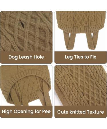 Warm Winter Dog Sweater - Khaki Camel Fleece for Large Dogs | Christmas French Bulldog Clothing - Buy Online on GoSupps.com