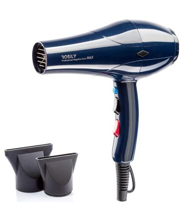ROSILY Professional 2200W Ionic Ceramic Hair Dryer | Fast Drying Salon Quality Blow Dryer with Nozzle Attachments for Smooth Shine and Silky Hair | Extra Long Cord and Faster Drying Time Blue