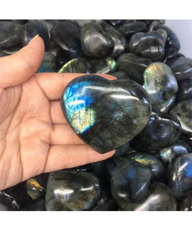 LINGDANG Moonstone Crystal Labradorite Palm Stone Crystal Healing Quartz Gemstone Worry Stone Natural Chakra Reiki Polished Heart Shape Stone for Anxiety Stress Relief Therapy - Buy Online on GoSupps.com