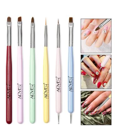 Nail Art Brushes Set  6pcs Gel Polish Nail Art Design Pen Painting Tools with Nail Extension Gel Brush