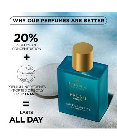 FRESH Eau De Toilette Unisex Perfume for Men & Women with Bergamot Ylang Ylang |Refreshing EDT Long Lasting Fragrance Scent 100 Ml - Buy Online on GoSupps.com