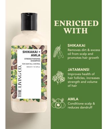 THE LIVING CO Strengthening Shampoo & Conditioner Combo - 600ml with Shikakai & Amla for Hair Fall Control - Best International Shipping - Buy Online on GoSupps.com