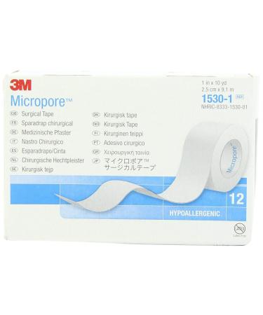 3M Micropore Paper Surgical Tape White 1 x 10 yds Box of 12 Pack of 12 White - 1 Wide