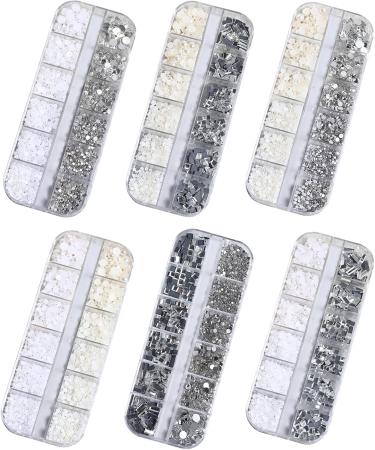 FEIlei 12 Grids Nail Charms Rhinestones Flat Back Diamond Nail Art Crafts Rhinestones - Buy Online on GoSupps.com