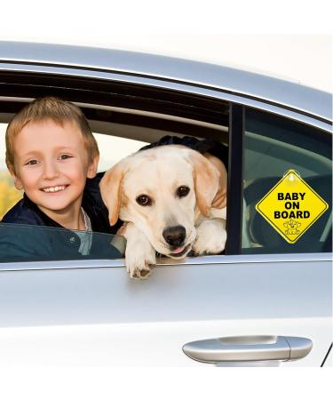 Bewudy 2 PCS Baby on Board Car Warning Sign - Elephant Design | Reusable Baby in Car Sticker with Suction Cups - Buy Online on GoSupps.com