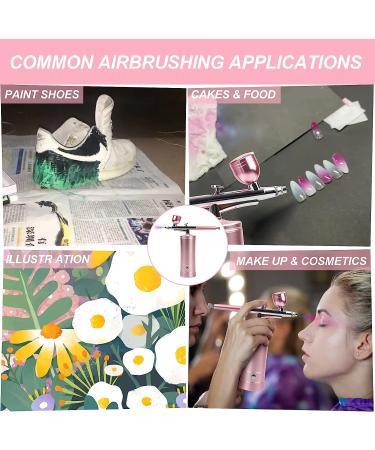 Rechargeable Cordless Airbrush Kit - Portable Auto Handheld Gun for Barber, Nail Art, Cake Decor, Makeup - Pink - Buy Online on GoSupps.com