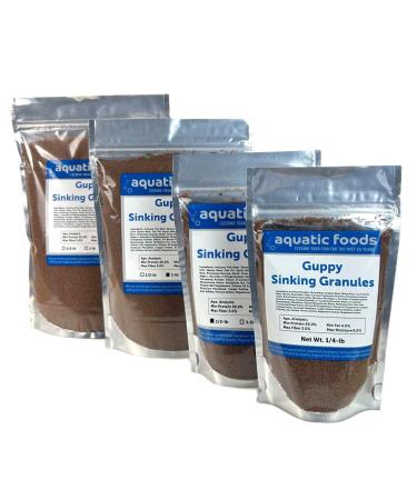 Aquatic Foods Inc. Guppy Micro Sinking Granules Color Enhancing and Spirulina Mix for Guppies Tetras All Baby Cichlids...WL 1/4-lb Foil Pouch Bag 4 Ounce (Pack of 1)
