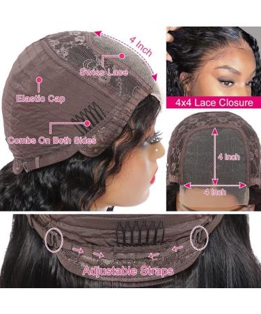 24 Inch Deep Wave Lace Closure Wig - Brazilian Deep Curly Human Hair - Pre Plucked with Baby Hair - Glueless Wet Wavy Hair - Peruvian Virgin Hair - for Black Women - Buy Online on GoSupps.com