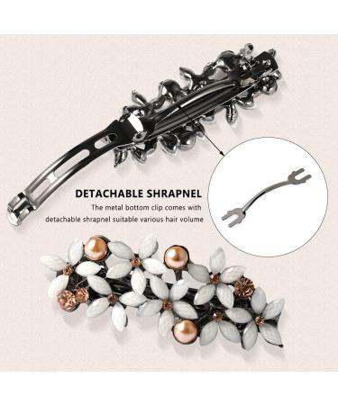 Chicamy Elegant Strass Flower Hair Clips - Vintage Jewelry for Women & Girls in Champagne Pink & Silver Gray - 2 Piece Set - Buy Online on GoSupps.com