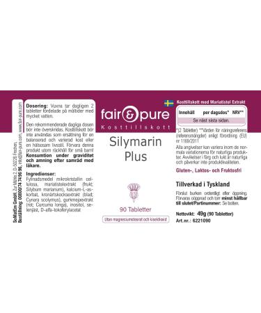 SoMatEm Fair & Pure Silymarin Plus tablets 90 pieces complex with milk thistle vitamin C & E artichoke turmeric inositol selenium vegan food supplement without additives produced in Germany - Buy Online on GoSupps.com