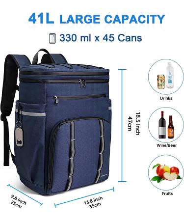 Simaixing 41L Navy Blue Backpack Cooler - Leak Proof, Insulated, Large Capacity Ice Chest - Waterproof Soft Cooler Bag for Men, Women - Ideal for Beach, Camping, Hiking - Holds 45 Cans - Buy Online on GoSupps.com