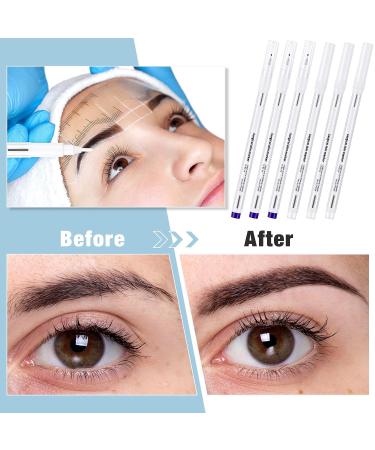 8 Piece Microblading Marker Pen Set with Paper Ruler | Eyebrow Permanent Makeup Tools in White and Purple Single-Head - Buy Online on GoSupps.com