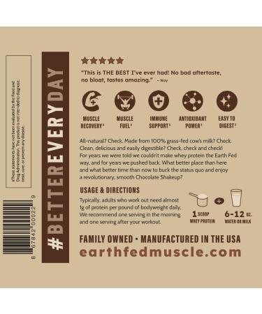 Earth Fed Muscle Ca-Cow! Chocolate - 2lb Truly Grass Fed Whey Protein No Fillers Non-GMO Soy Free Hormone Free - Buy Online on GoSupps.com